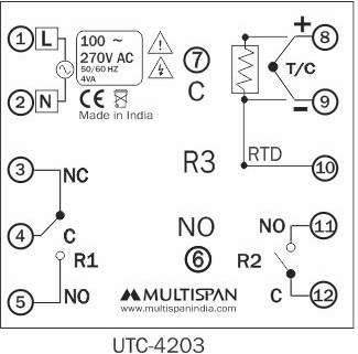 PID Controller – 2 output UTC 4203 Wiring