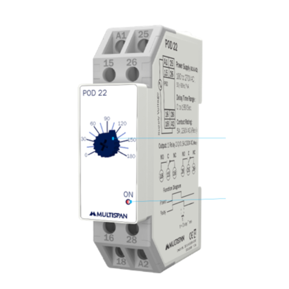 Buy Off Delay Timer (True)100-270V AC POD-22 | Multispan | GoSwitchgear